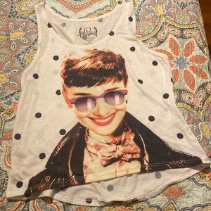 Hollywood Legends shirt white with black polka dots